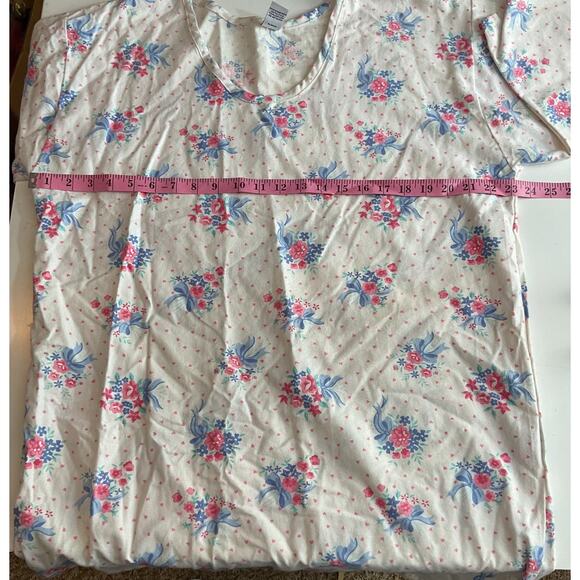 Vintage Anne Stuart Flannel Night Shirt Large White Multi Granny Core - Picture 3 of 6